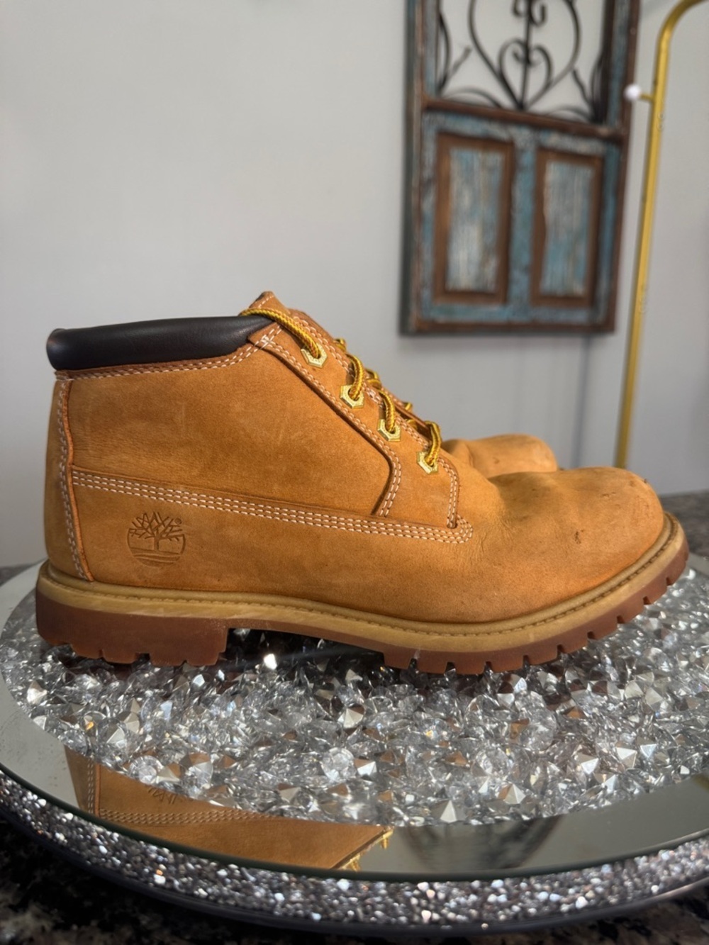Timberland leather waterproof Wheat Nubuck Ankle Work Boots - Tan GUC 9